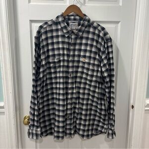 Carhartt Men’s Loose Fit Heavyweight Flannel Long Sleeve Size 2XL B/W Plaid